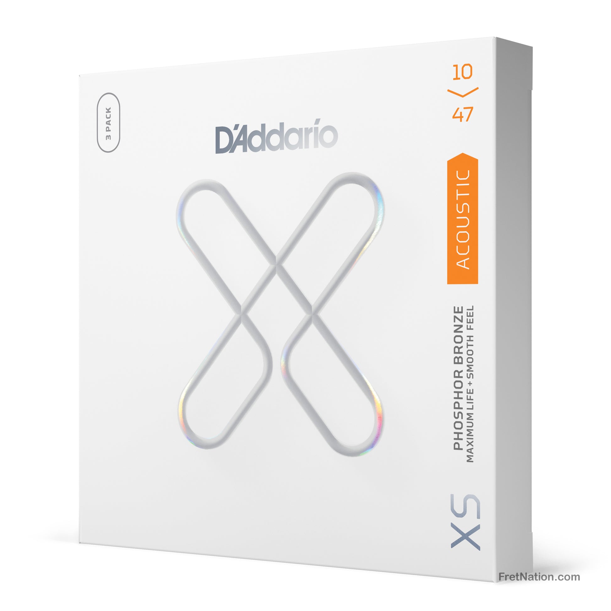 D'Addario D'Addario XS Coated Phosphor Bronze Acoustic Guitar 3-Pack - 6-String 10-47 Medium XSAPB1047-3P
