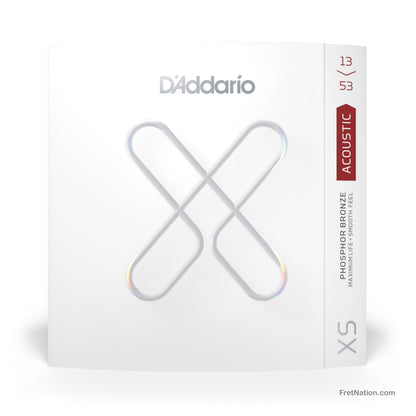 D'Addario D'Addario XS Coated Phosphor Bronze Acoustic Guitar Strings - 6-String 13-53 Hybrid Light XSAPB1353
