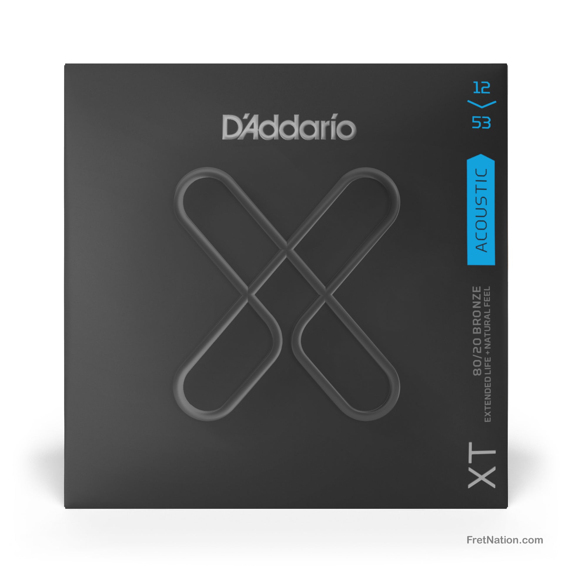D'Addario D'Addario XT Coated 80/20 Bronze Acoustic Guitar Strings - 6-String 12-53 Light XTABR1253