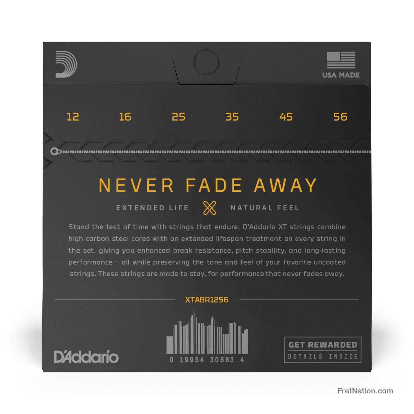 D'Addario D'Addario XT Coated 80/20 Bronze Acoustic Guitar Strings - 6-String 12-56 Light Medium XTABR1256