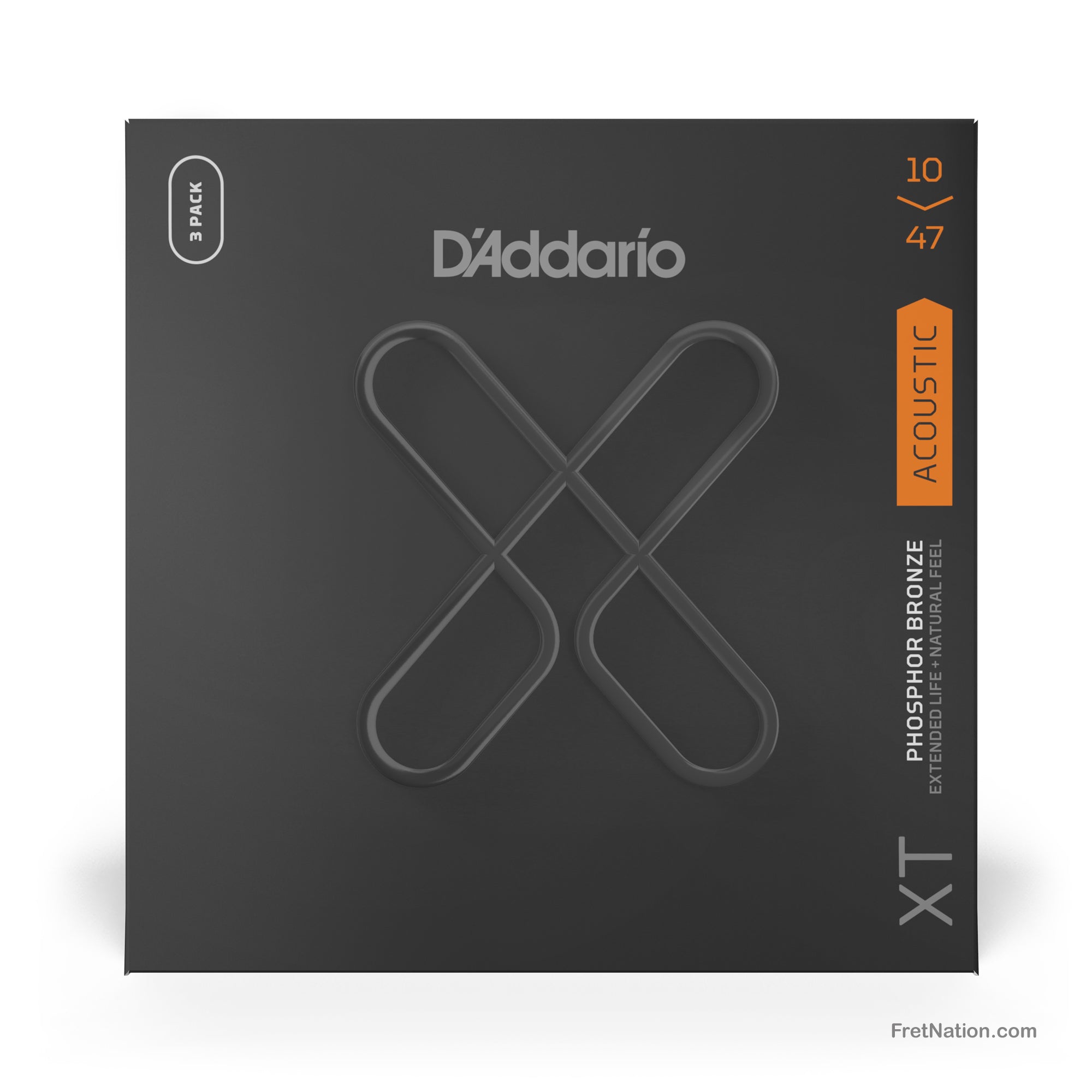 D'Addario D'Addario XT Coated Phosphor Bronze Acoustic Guitar 3-Pack - 6-String 10-47 Extra Light XTAPB1047-3P