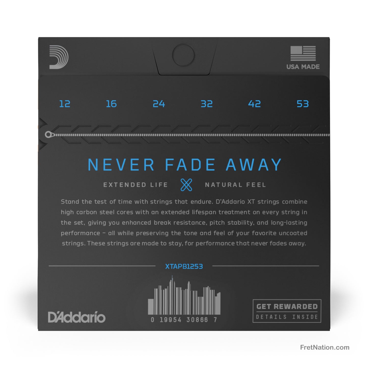 D'Addario D'Addario XT Coated Phosphor Bronze Acoustic Guitar Strings - 6-String 12-53 Light XTAPB1253