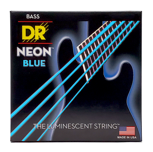 DR NEON Blue Coated Electric Bass Strings Short Scale Set - 4-String 45-105 SNBB-45-33.5