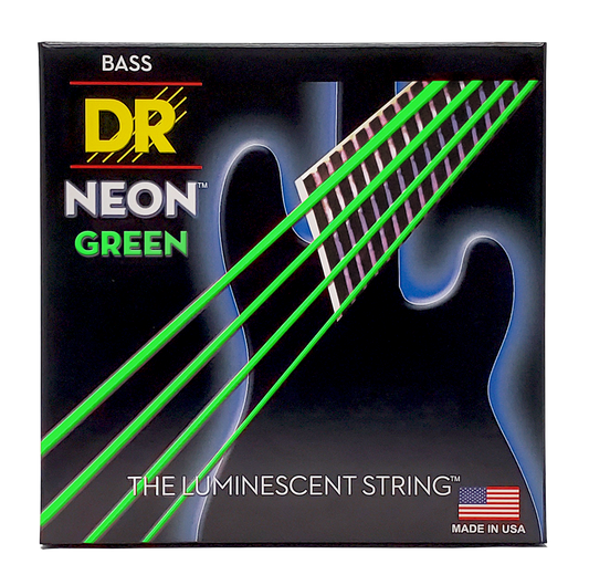 DR NEON Green Coated Electric Bass Strings Short Scale Set - 4-String 45-105 SNGB-45 33.5"