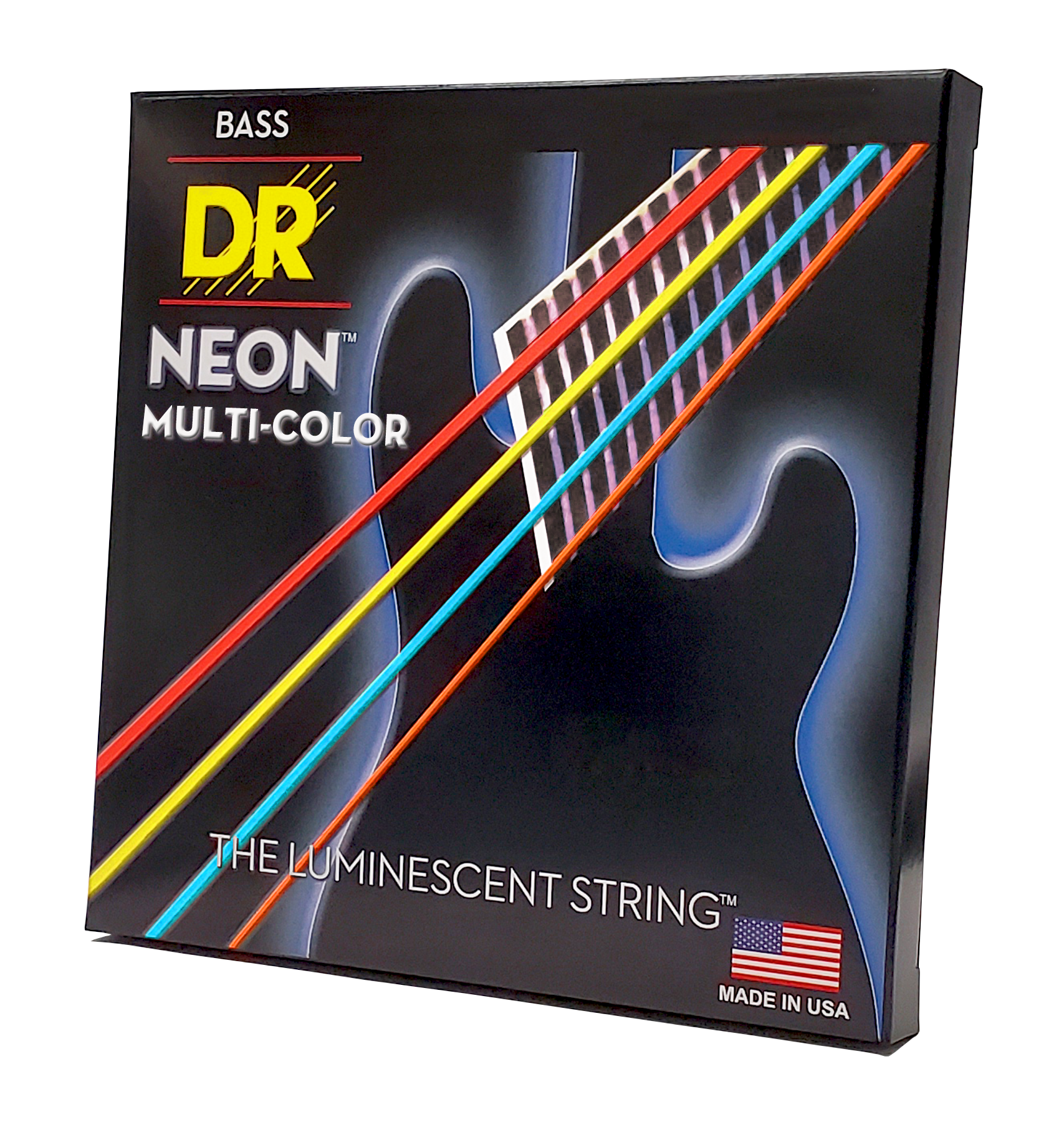 DR Strings DR NEON Multi-Color Coated Electric Bass Strings Short Scale Set - 4-String 45-105 SNMCB-45-33.5