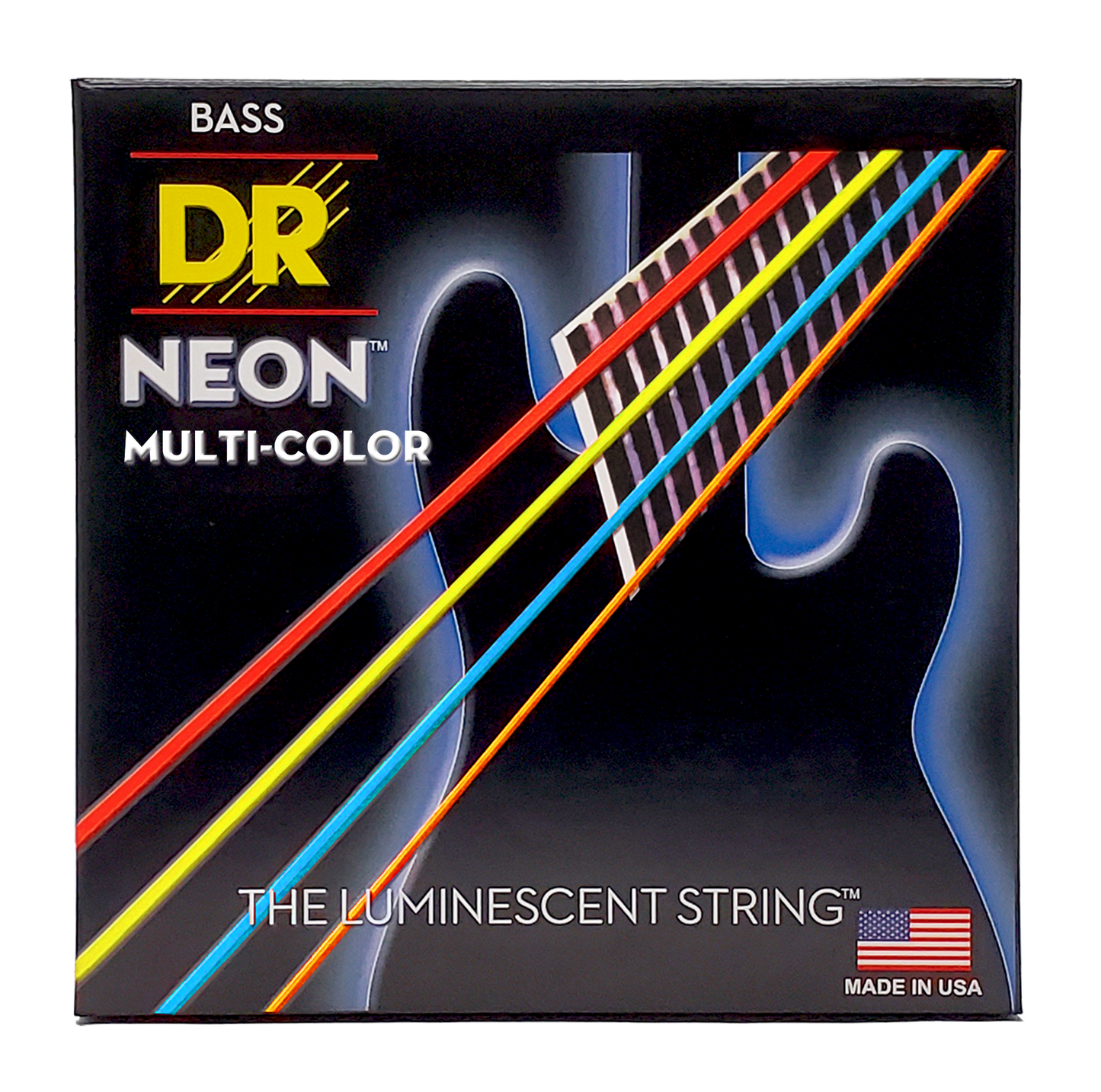 DR Strings DR NEON Multi-Color Coated Electric Bass Strings Short Scale Set - 4-String 45-105 SNMCB-45-33.5