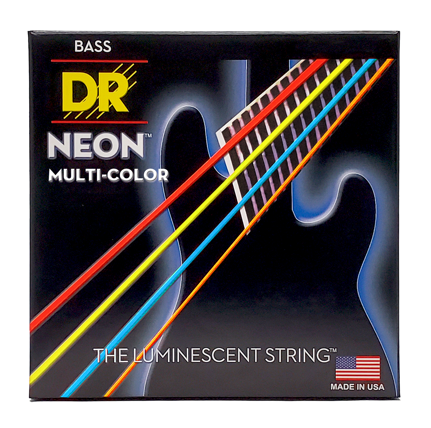 DR Strings DR NEON Multi-Color Coated Electric Bass Strings Short Scale Set - 4-String 45-105 SNMCB-45-33.5