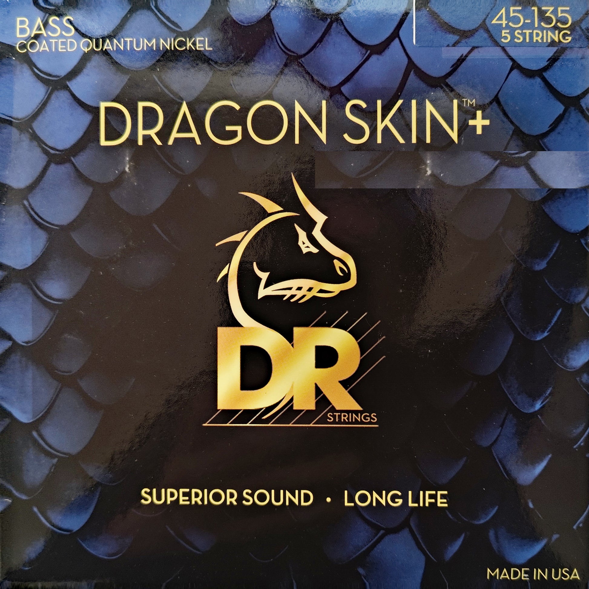 DR Strings DR Dragon Skin+ Quantum Nickel Electric Bass Strings Long Scale Set - 5-String 45-135 DBQ5-135