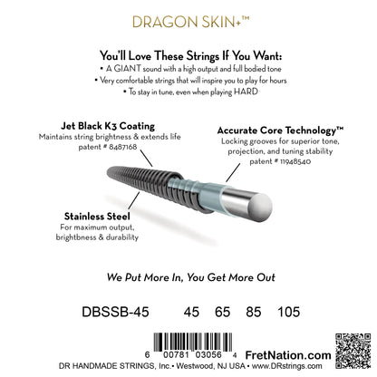 DR Black Dragon Coated Short Scale String Set - 4-String 45-105 DBSSB-45
