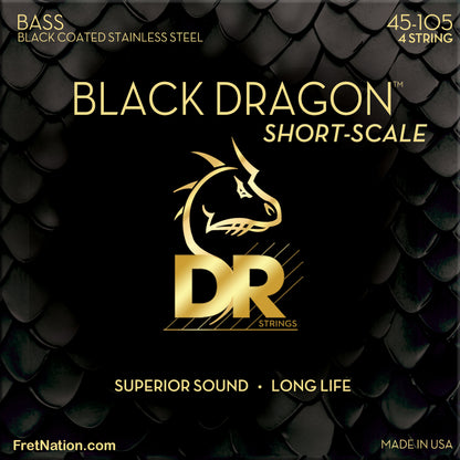 DR Black Dragon Coated Short Scale String Set - 4-String 45-105 DBSSB-45