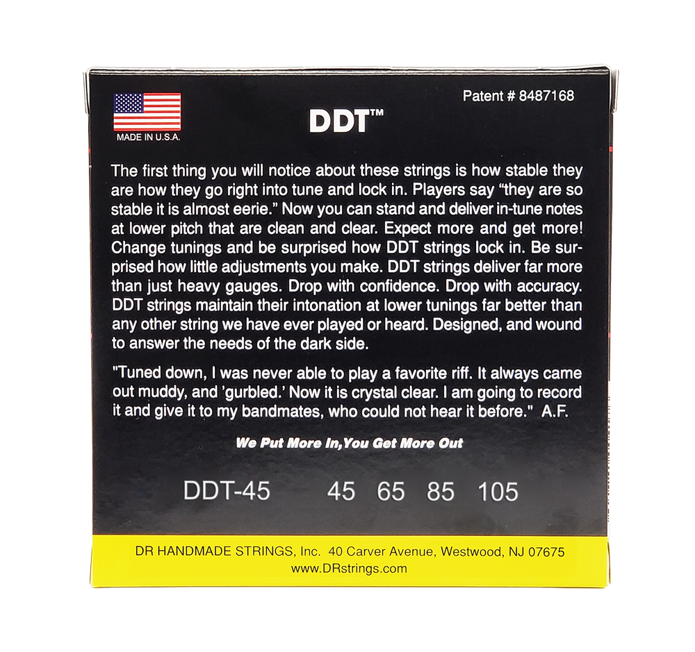 DR Strings DR DDT Drop Down Tuning Stainless Steel Electric Bass Strings Long Scale Set - 4-String 45-105 DDT-45