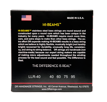 DR Strings DR Hi-Beam Stainless Steel Electric Bass Strings Long Scale Set - 4-String 40-095 Light-Light LLR-40