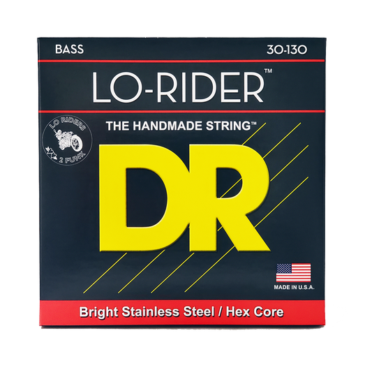 DR Strings DR Lo-Rider Stainless Steel Electric Bass Strings Long Scale Set - 6-String 30-130 Medium MH6-130