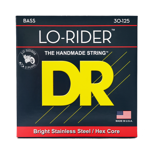 DR Strings DR Lo-Rider Stainless Steel Electric Bass Strings Long Scale Set - 6-String 30-125 Medium MH6-30