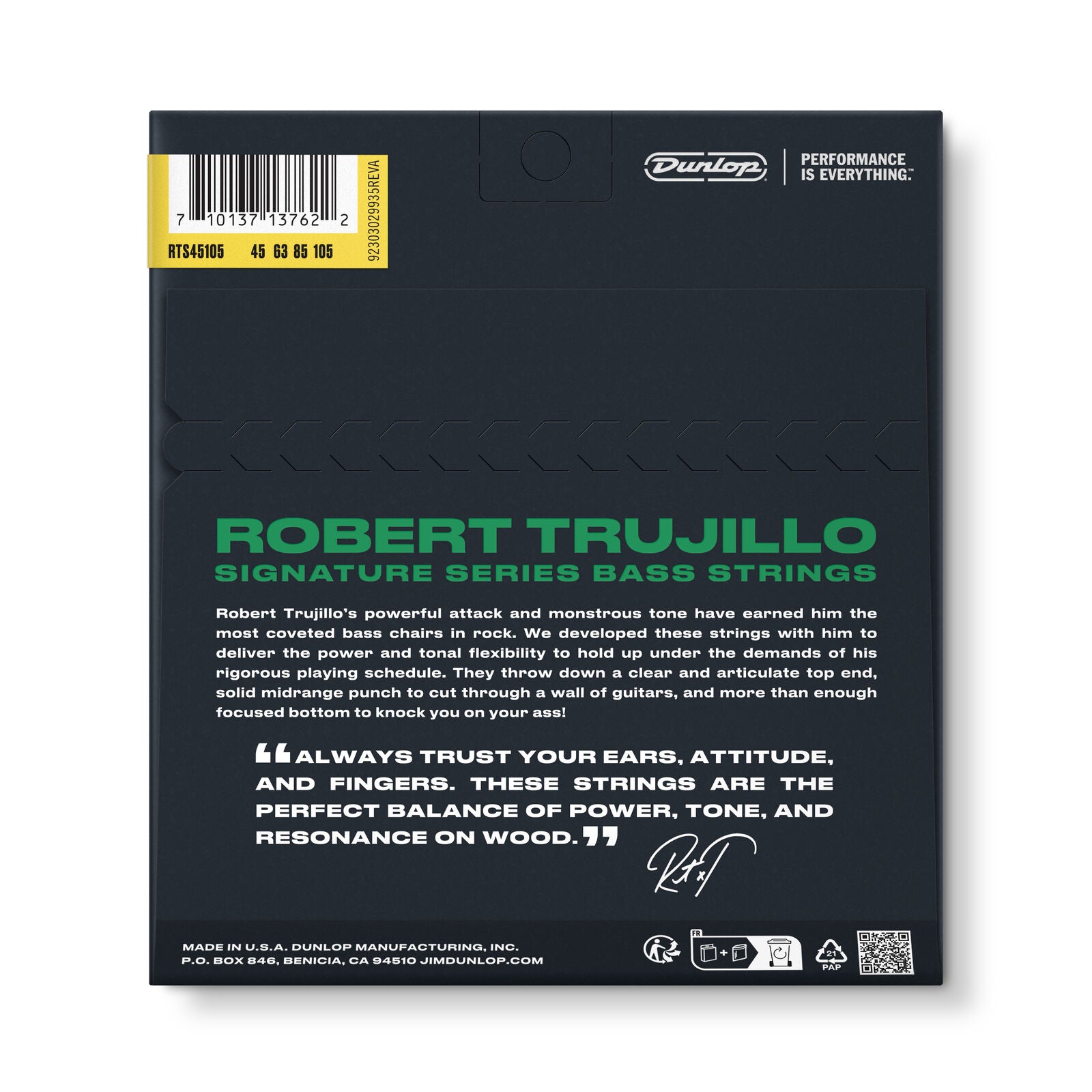 Jim Dunlop Dunlop Robert Trujillo Signature Stainless Steel Bass Strings Long Scale Set - 4-String 45-105 RTS45105