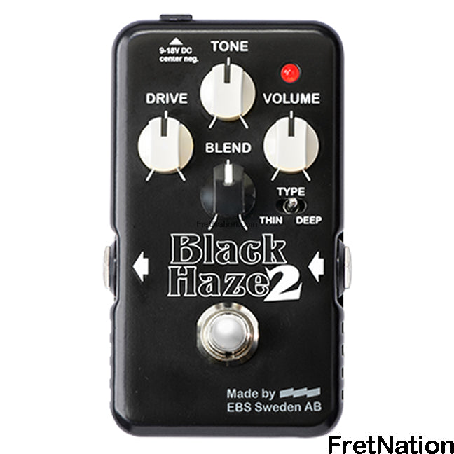 EBS Sweden EBS Black Haze 2 - Analog Overdrive / Distortion Pedal for Bass (or Guitar) - EB-BH2