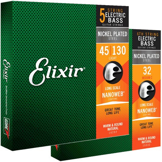 Elixir Elixir NANOWEB Coated Nickel Plated Steel Bass String Set Long Scale - 6-String 32-130 Medium 14202+15332