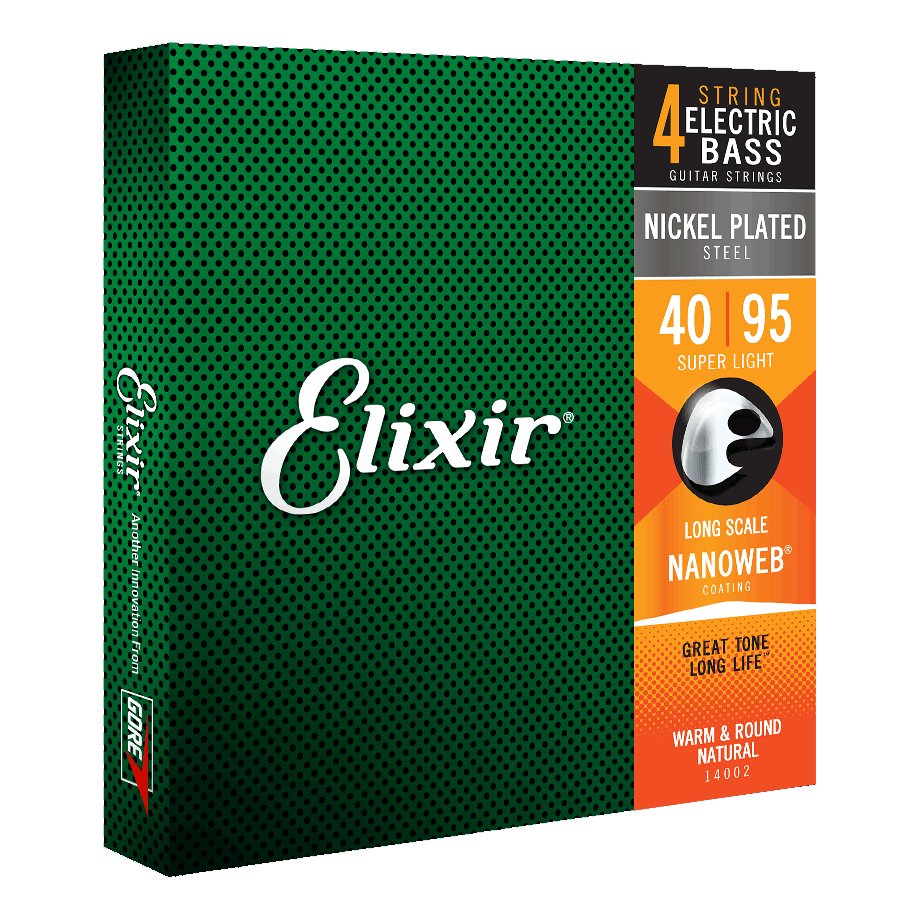 Elixir Elixir NANOWEB Coated Nickel Plated Steel Bass String Set Long Scale - 4-String 40-095 Super Light 14002