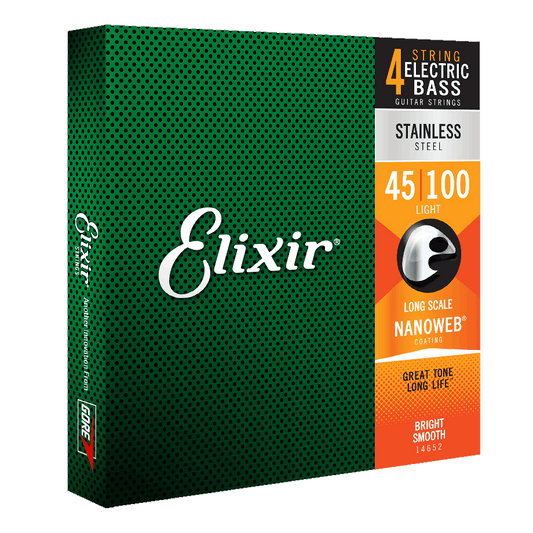 Elixir Elixir NANOWEB Coated Stainless Steel Bass String Set Long Scale - 4-String 45-100 Light 14652