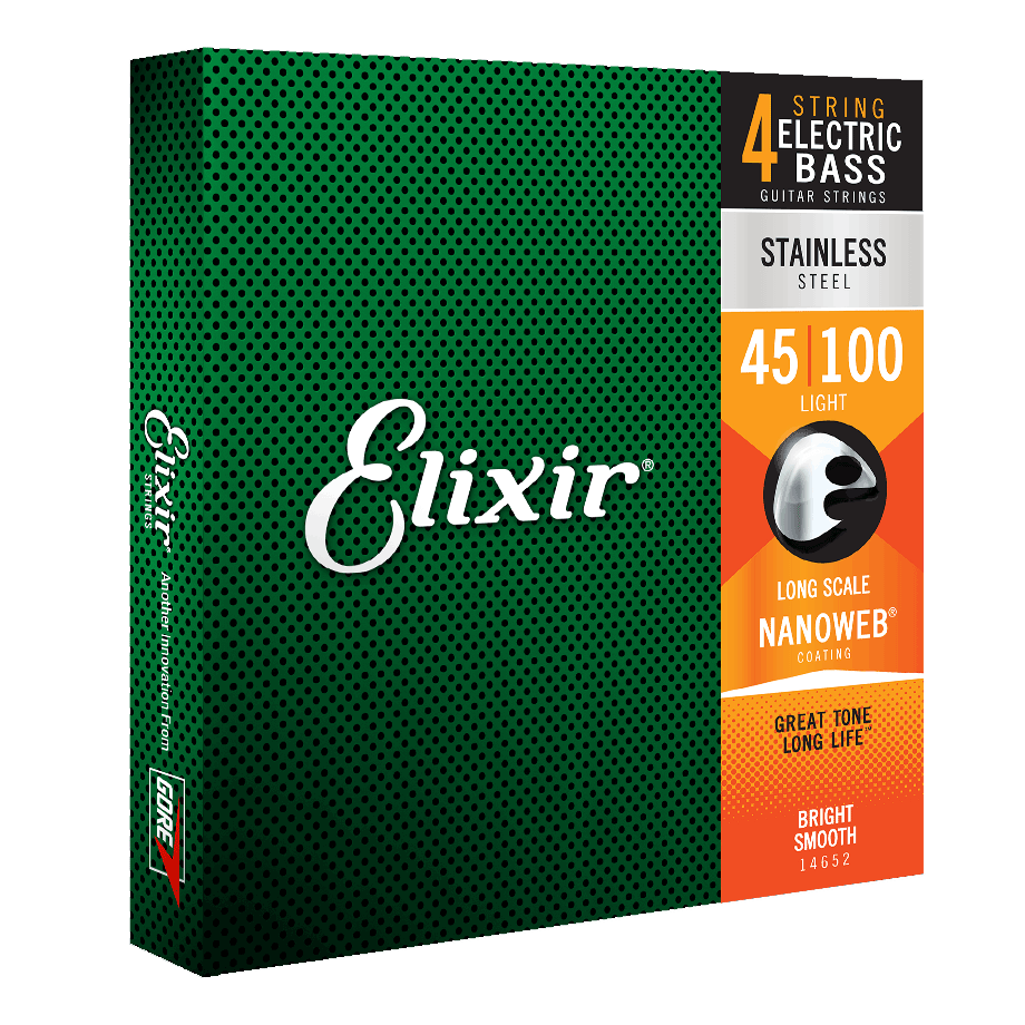 Elixir Elixir NANOWEB Coated Stainless Steel Bass String Set Long Scale - 4-String 45-100 Light 14652
