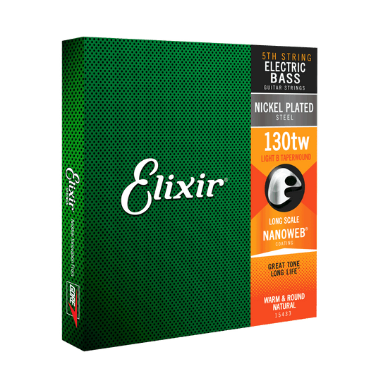 Elixir Elixir NANOWEB Coated Nickel Plated Steel Bass Single String Extra Long Scale - .130T Tapered Low-B 15433