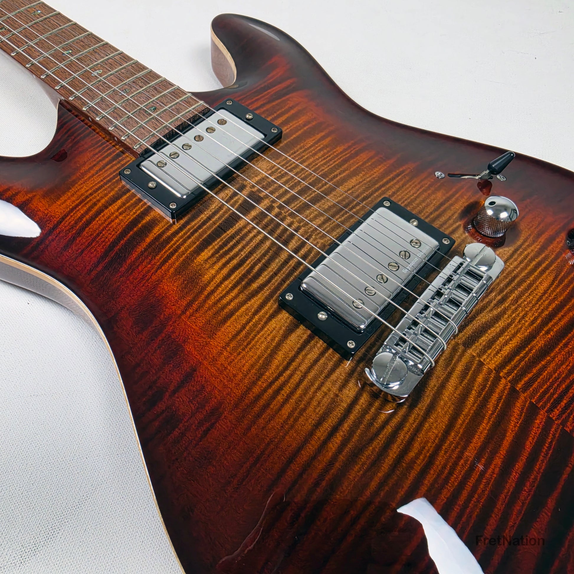Fret Nation Framus MasterBuilt Diablo Supreme Bleached Antique Tobacco Burst High Polish - 8.56lbs J 162607-17 - Showroom Demo