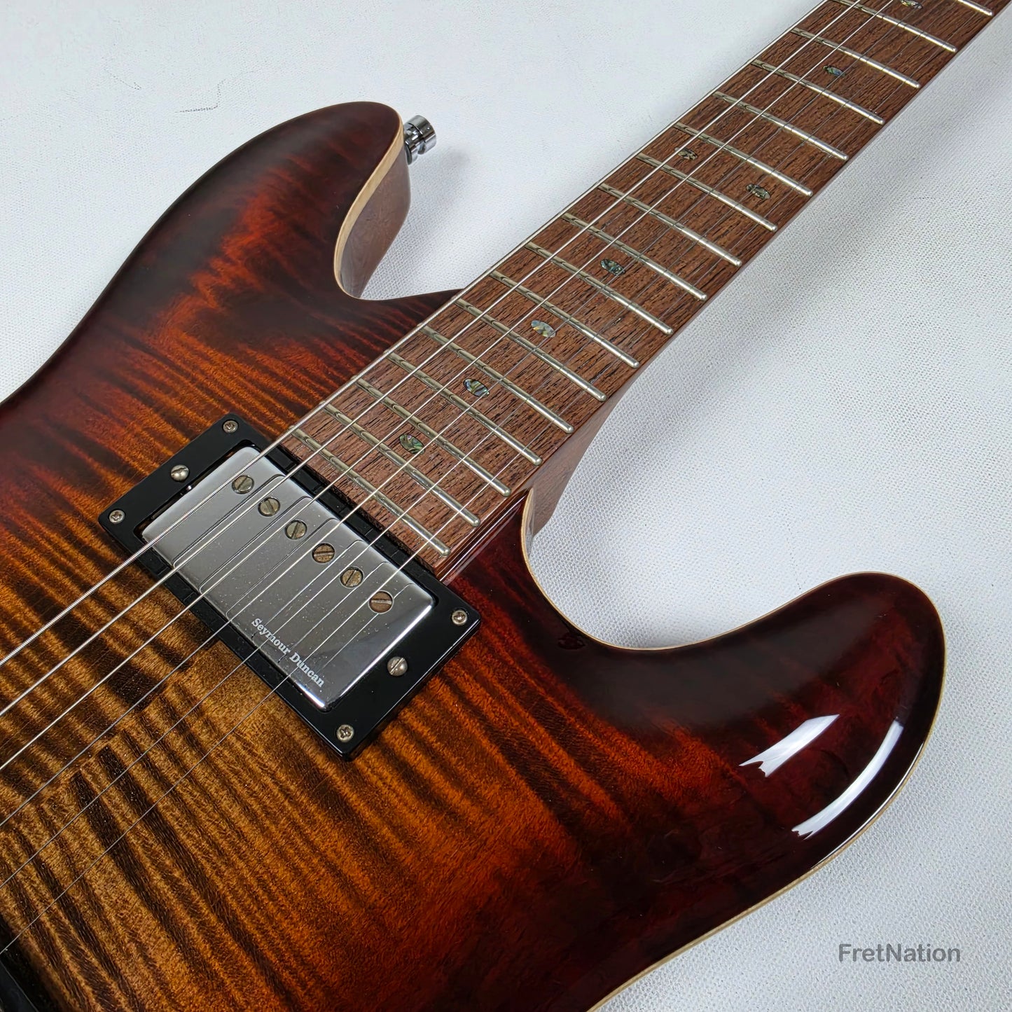 Fret Nation Framus MasterBuilt Diablo Supreme Bleached Antique Tobacco Burst High Polish - 8.56lbs J 162607-17 - Showroom Demo