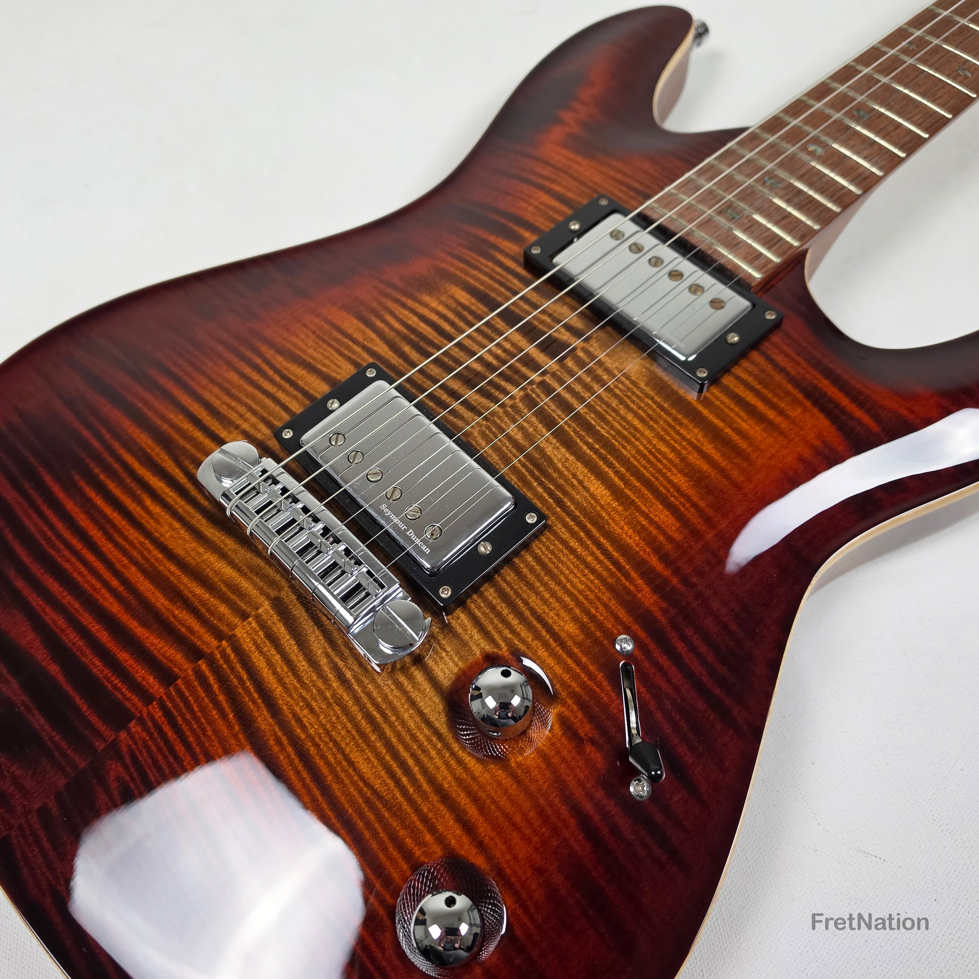 Fret Nation Framus MasterBuilt Diablo Supreme Bleached Antique Tobacco Burst High Polish - 8.56lbs J 162607-17 - Showroom Demo