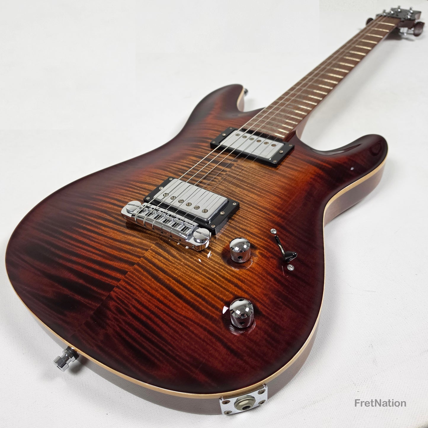 Fret Nation Framus MasterBuilt Diablo Supreme Bleached Antique Tobacco Burst High Polish - 8.56lbs J 162607-17 - Showroom Demo