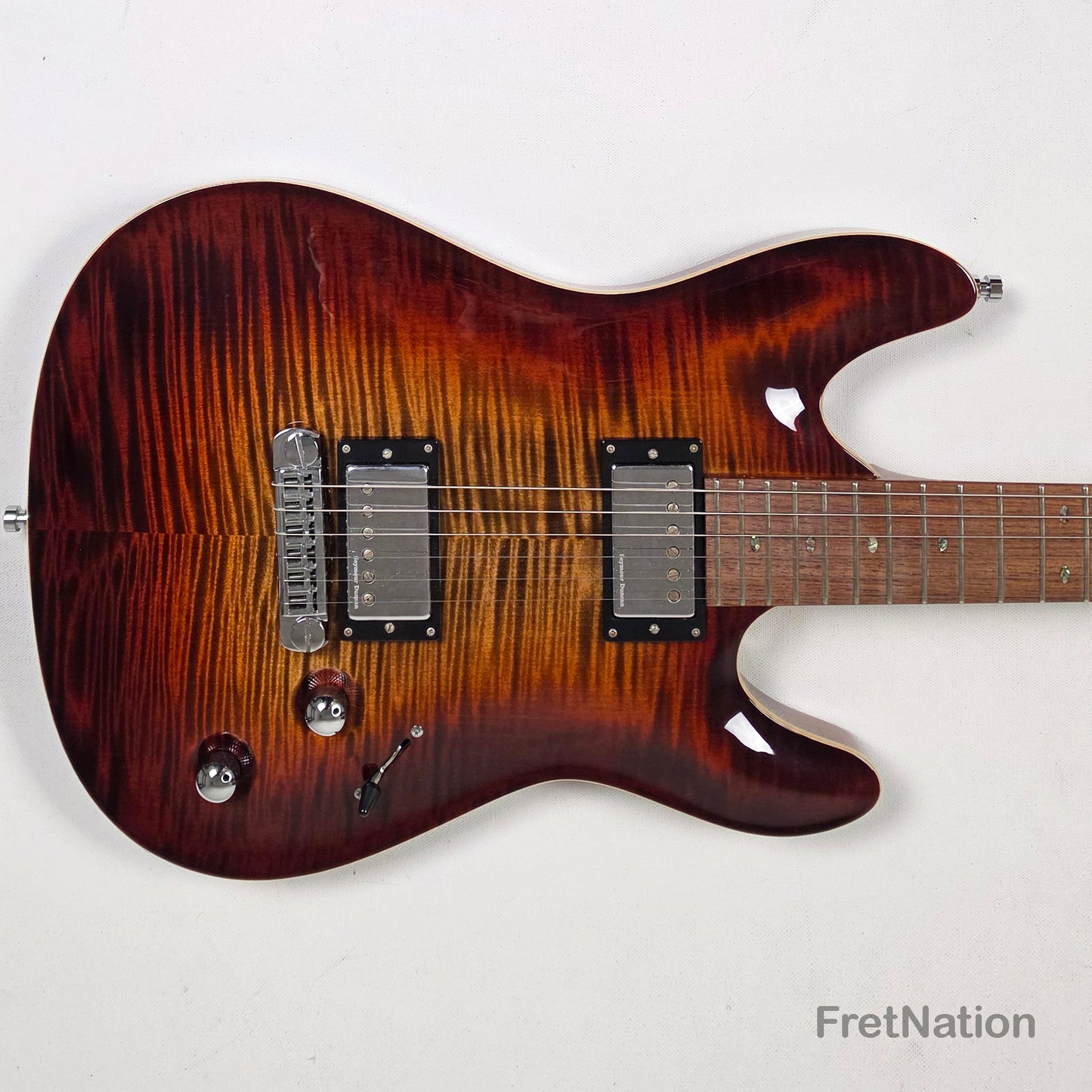 Fret Nation Framus MasterBuilt Diablo Supreme Bleached Antique Tobacco Burst High Polish - 8.56lbs J 162607-17 - Showroom Demo