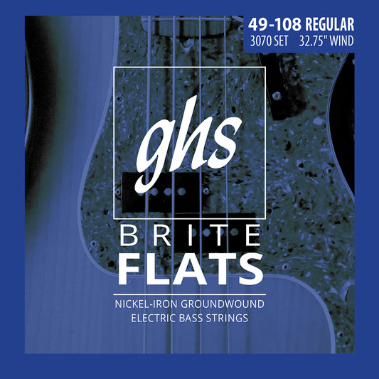 GHS Strings GHS Brite Flats Half Round Bass Strings Short Scale Set - 4-String 49-108 Medium 3070