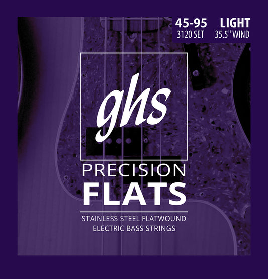 GHS Strings GHS Precision Flats Flatwound Bass Strings Medium Scale - 4-String 45-095 Light 3120