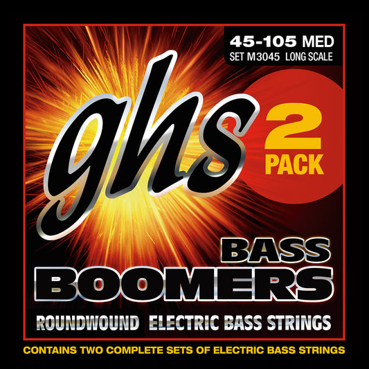 GHS Strings GHS Bass Boomers Nickel Wound Bass String Set Long Scale - 4-String 45-105 Medium M30452-PACK
