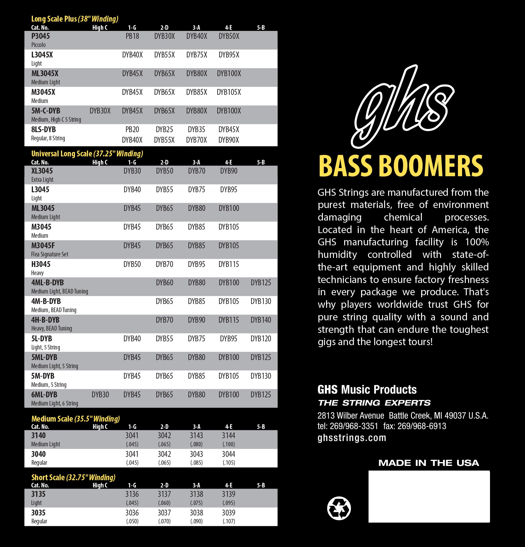 GHS Strings GHS Bass Boomers Nickel Wound Bass String Set Long Scale - 4-String 45-105 Flea Signature M3045F