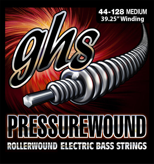 GHS Strings GHS Pressurewound Nickel-Iron Bass Strings Super Long Scale - 5-String 44-128 - 39.25" Winding