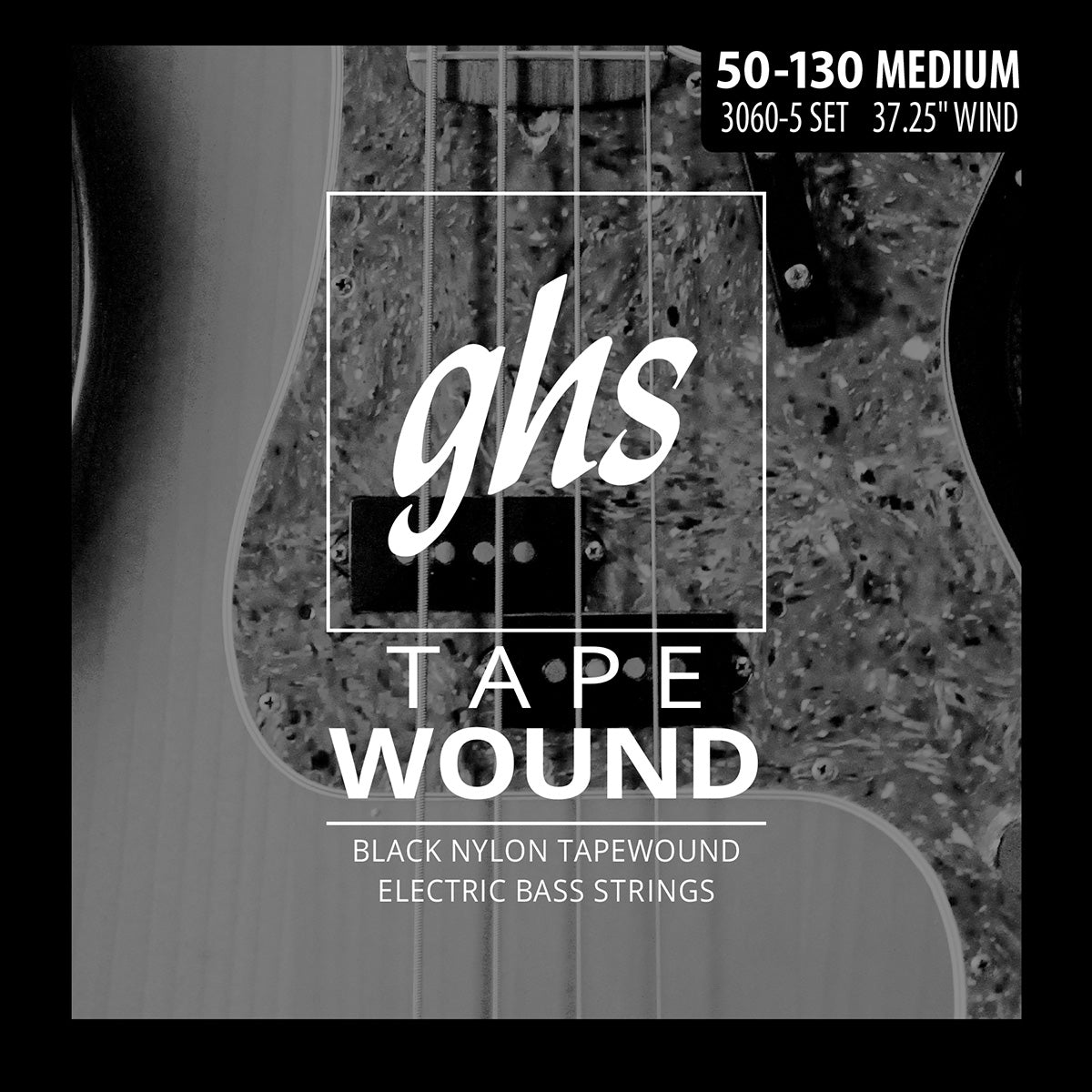 GHS Strings GHS Black Nylon Tapewound Bass Strings Long Scale - 5-String 50-130 Medium 3060-5