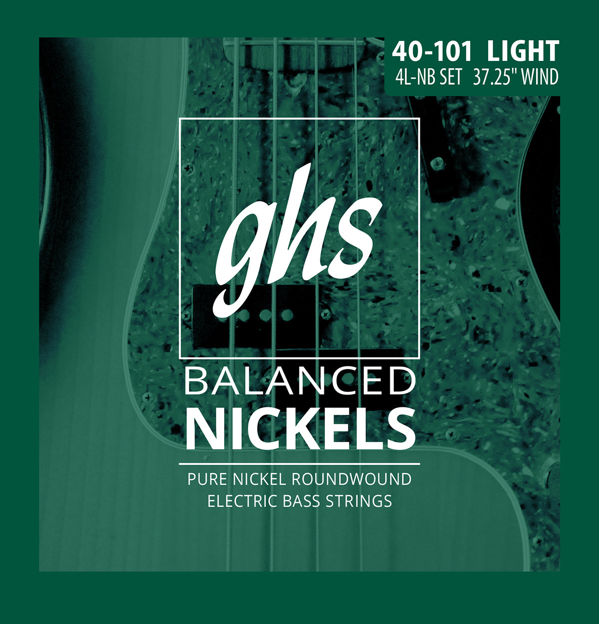 GHS Strings GHS Balanced Nickels Pure Nickel Round Wound Bass Strings Long Scale - 4-String 40-101 4L-NB