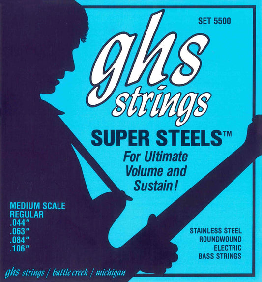 GHS Strings GHS Super Steels Stainless Steel Electric Bass Strings Medium Scale - 4-String 44-106