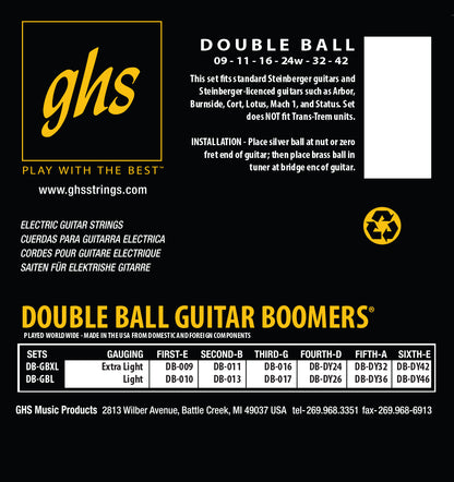 GHS Strings GHS Double Ball End Boomers Electric Guitar String Set - 09-42 Extra Light DB-GBXL