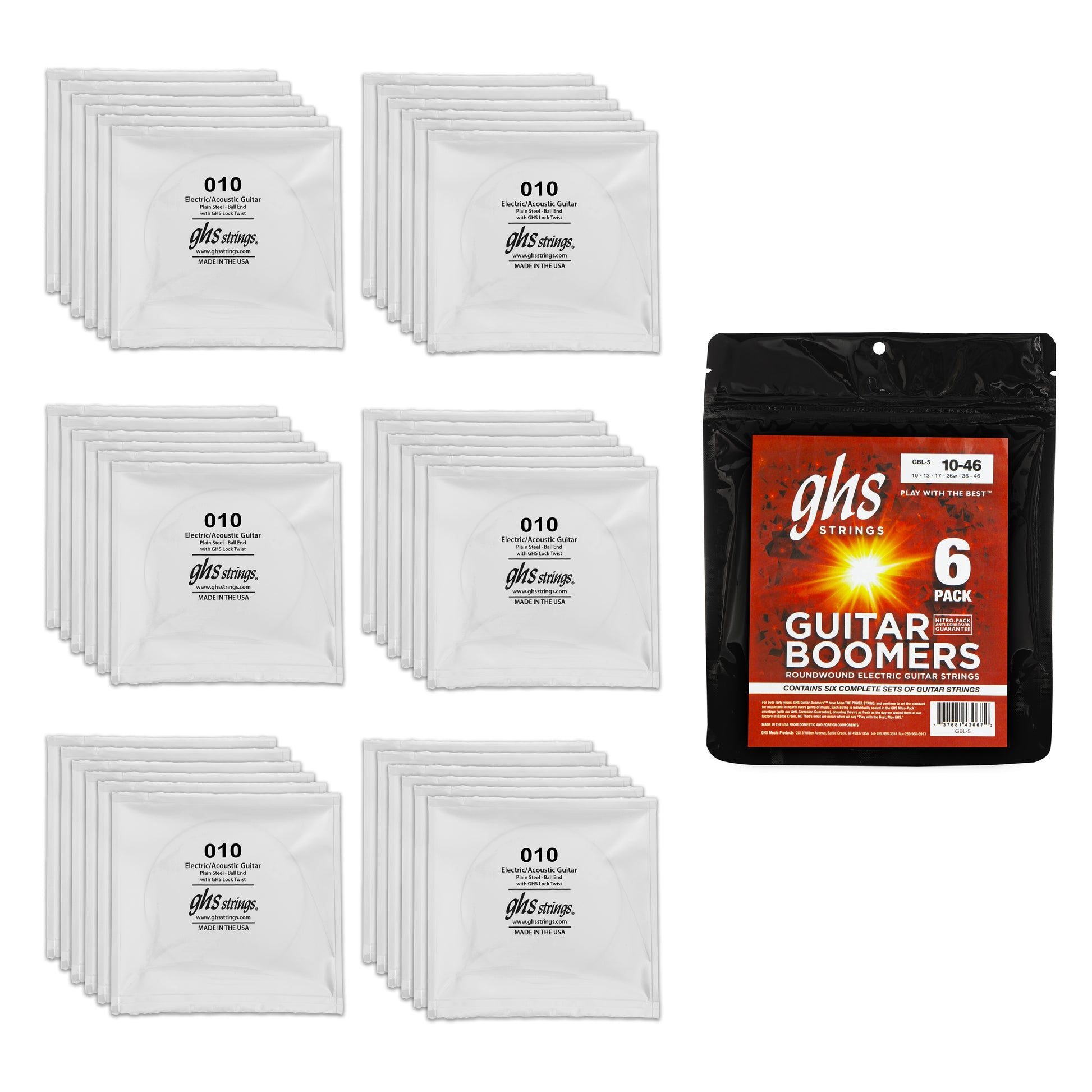 GHS Strings GHS Boomers Electric Guitar String Multi-Packs Set - 10-46 Light GBL-5