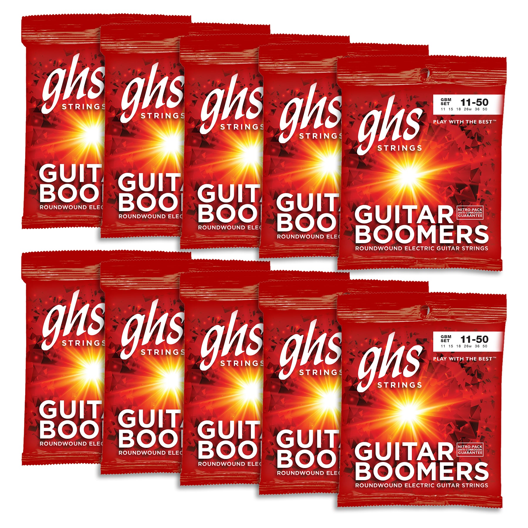 GHS Strings GHS Boomers Electric Guitar String Set 10 Pack - 11-50 Medium GBM-10