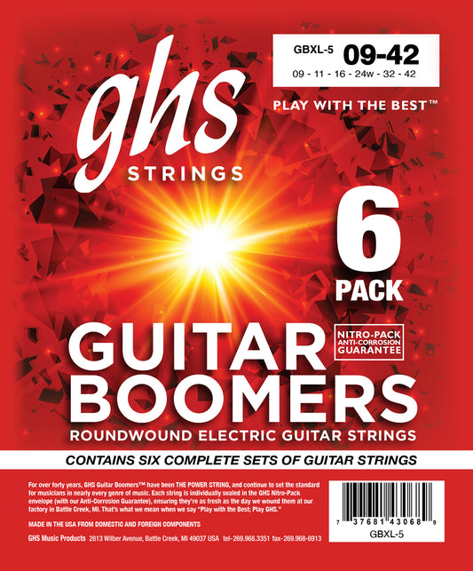 GHS Strings GHS Boomers Electric Guitar String Multi-Packs Set - 09-42 Extra Light GBXL-5