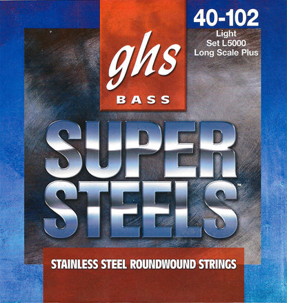 GHS Strings GHS Super Steels Stainless Steel Electric Bass Strings Long Scale - 4-String 40-102 L5000