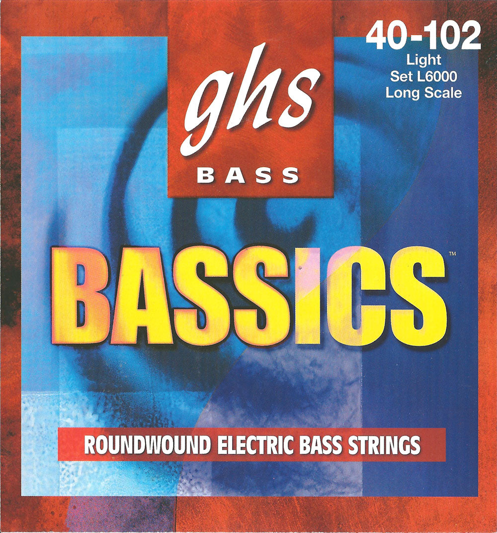 GHS Strings GHS Bassics Nickel Plated Steel Round Wound Electric Bass Strings Long Scale - 4-String 40-102 L6000