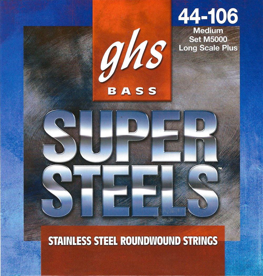 GHS Strings GHS Super Steels Stainless Steel Electric Bass Strings Long Scale - 4-String 44-106 M5000