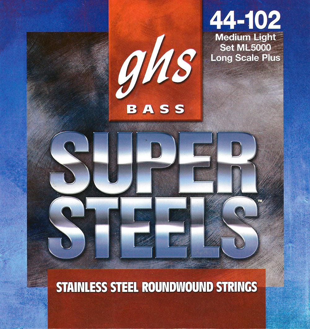 GHS Strings GHS Super Steels Stainless Steel Electric Bass Strings Long Scale - 4-String 44-102 ML5000