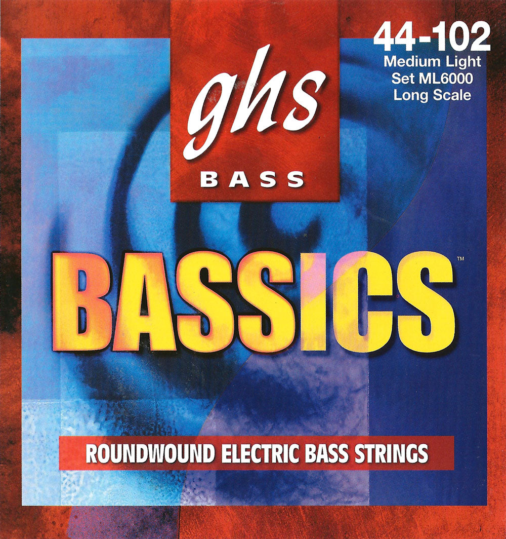 GHS Strings GHS Bassics Nickel Plated Steel Round Wound Electric Bass Strings Long Scale - 4-String 44-102 ML6000