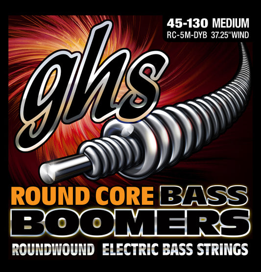 GHS Strings GHS Round Core Bass Boomers Nickel Wound Bass String Set Long Scale - 5-String 45-130 RC-5M-DYB