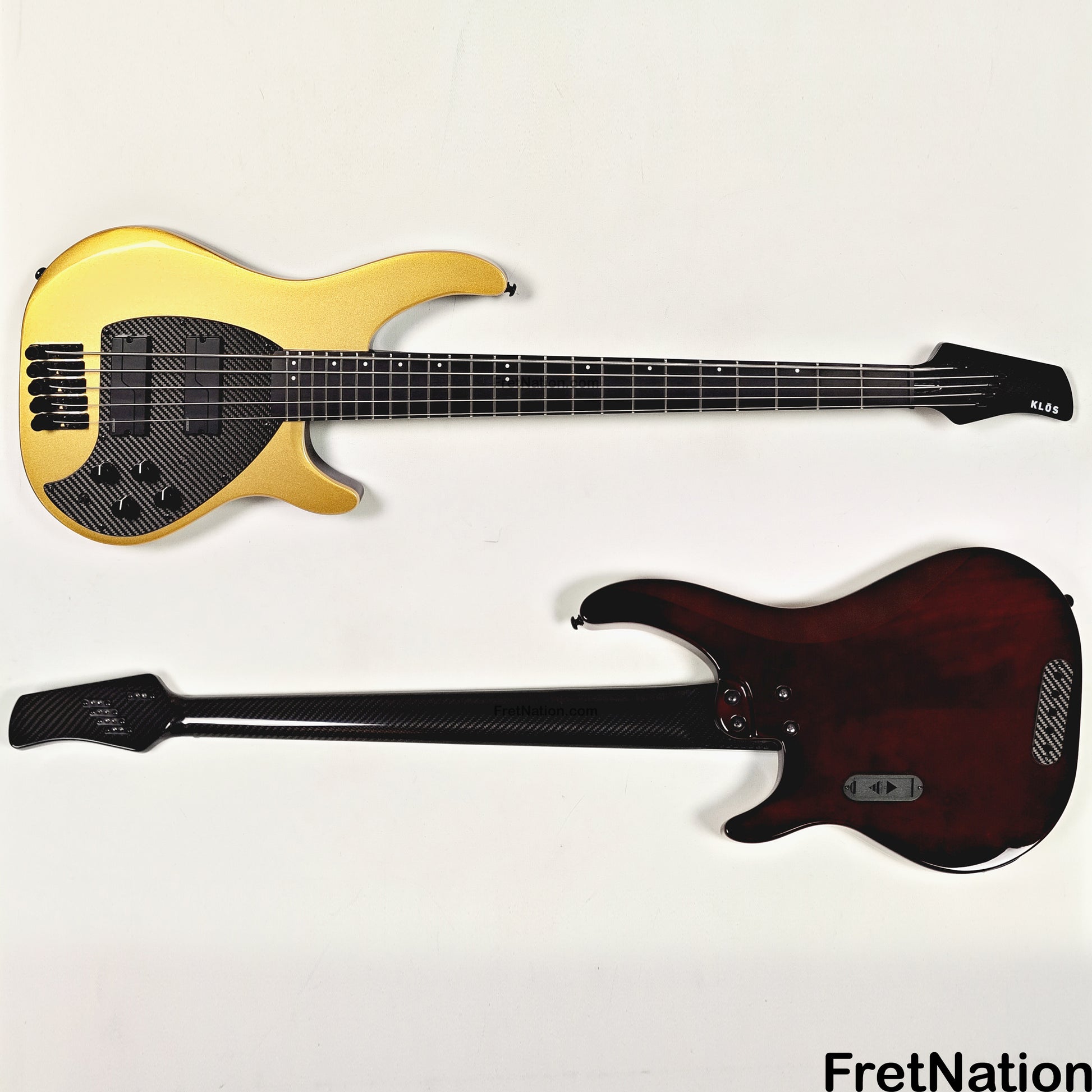 KLOS Guitars KLOS Apollo V Custom Headless 5-String Bass Gold Fishman Fluence 8.48lbs - NAMM Display
