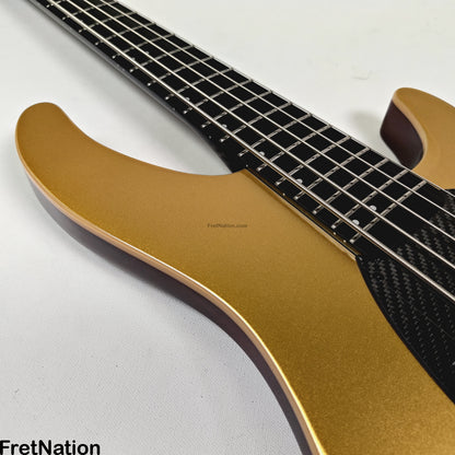 KLOS Guitars KLOS Apollo V Custom Headless 5-String Bass Gold Fishman Fluence 8.48lbs - NAMM Display